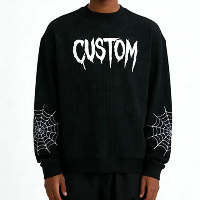 Custom Waffle Knit Long Sleeve Shirt Heavyweight t Shirt Cotton Waffle Plain Full Sleeve Shirt for Men