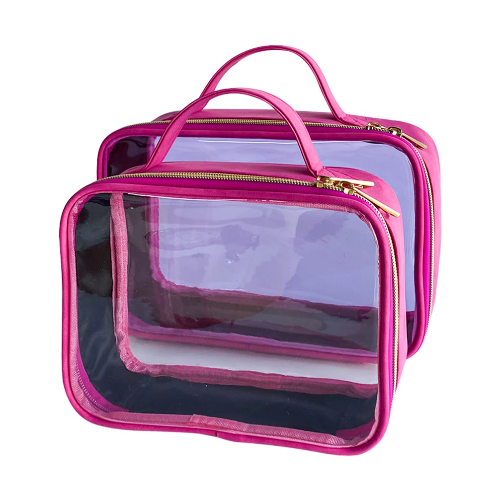 Clear Tsa Approved Travel Toiletry Bag with Handles - Pvc Bathroom Cosmetic Bag clear See Thru Makeup Bags with Zipper