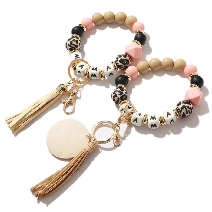 Mothers Day Gifts 2024 Bohemia Letter Alphabet Silicone Beads Bracelet Keychain