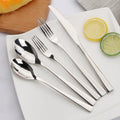 18/10 Stainless Steel Square Handle Cutlery Set Mirror Flatware for Party Wedding Hotel