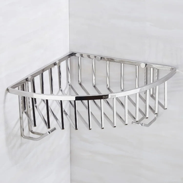 Luxury 304 Stainless Steel Wire Shower Corner Shelf With Hook Towel Rack SUS304 Triangle Bathroom Wall Shelves Shower Organizer