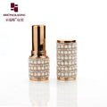 Custom Round Empty Container Cosmetic Packaging case Decorated With Pearls Hot Rose Gold Lipstick Tube