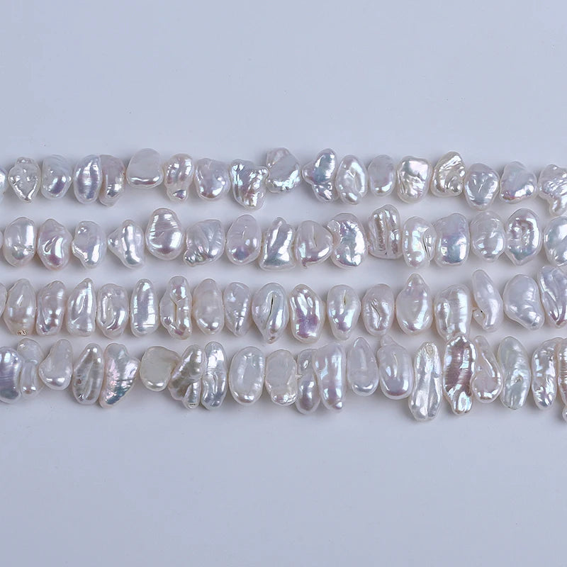 Natural Freshwater White Pearl Handmade String Jewelry Irregular Baroque Small 5-8mm Biwa Pearls