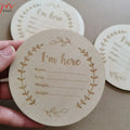 Hello  World I'm Here Wooden Engraved Newborn   Birth Stats Sign Baby Kids Photography Props Baby Shower Gift