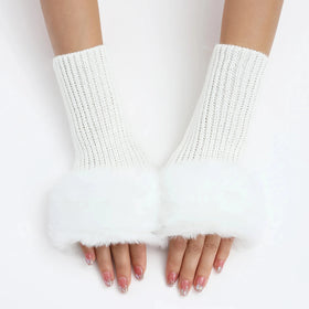 2023 New Hot Sale Women Gloves Stylish Arm Sleeves Warm Winter Half Finger Mitten Ladies Crochet Knitted Wrist Warmer Glove