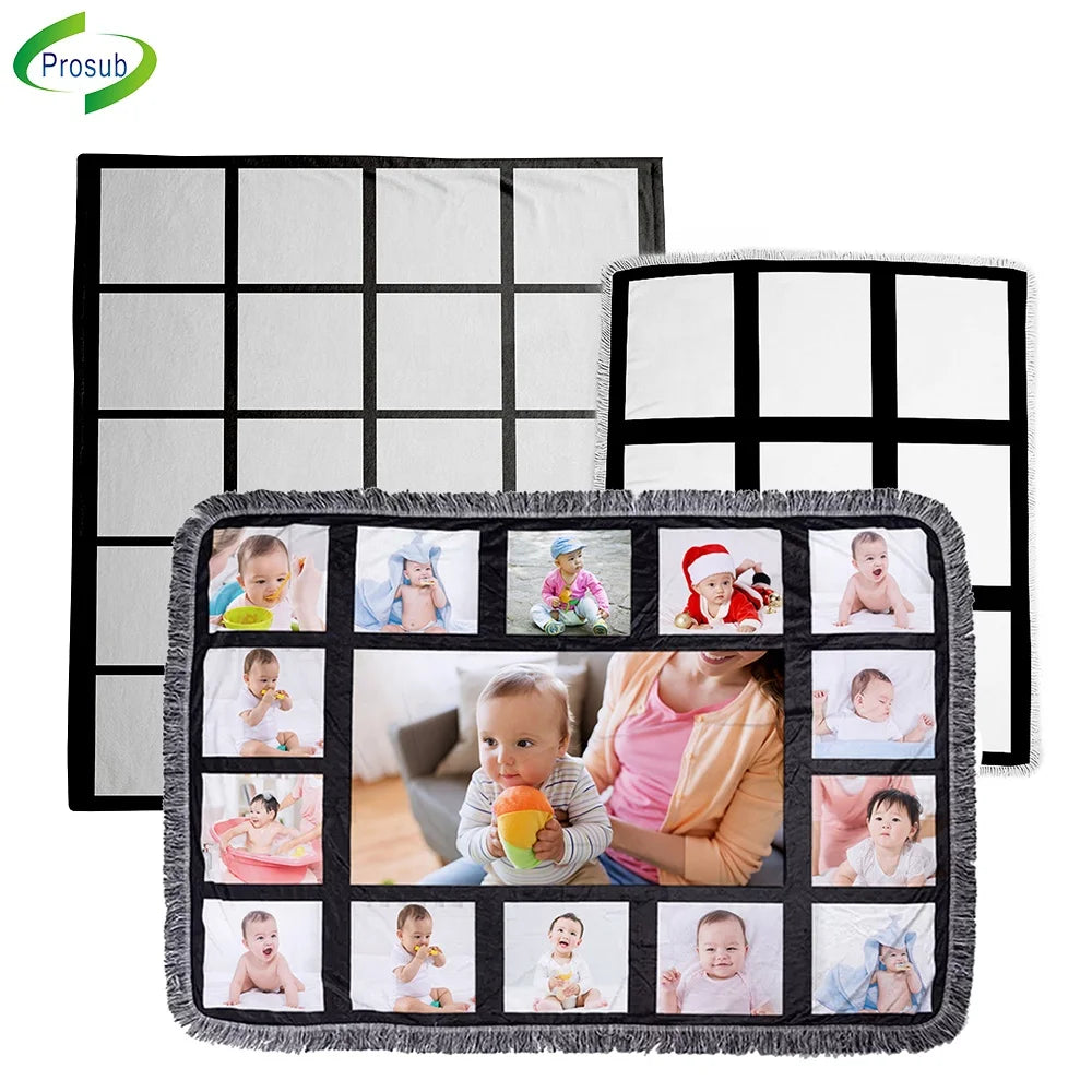 Prosub Wholesale Sublimation Blank Blankets 9 15 18 20 Panel Flannel Custom Printing Photo Sublimation Blanket