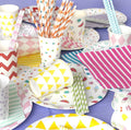 Biodegradable Disposable Dinnerware Tableware Set for Parties and Weddings Includes Paper Plates Napkins Cups