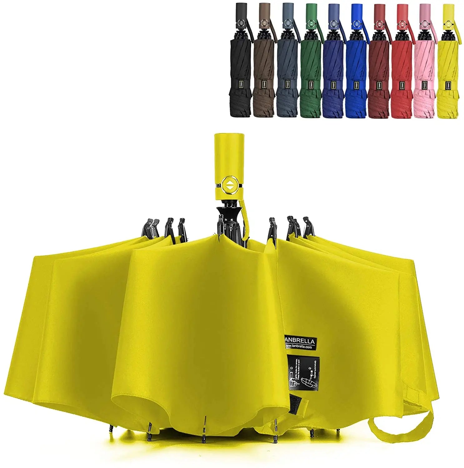 LOTUS Auto Open Close Lightweight Sun Rain Reverse Folding Umbrella with 10 Rib Construction