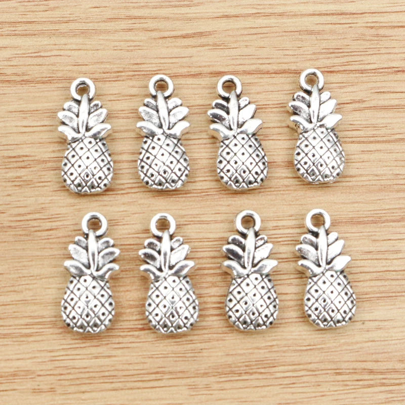 15pcs 19x9mm Antique Silver Plated Pineapple Handmade Charms Pendant:DIY Jewelry Making Findings for Bracelet Necklace