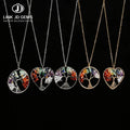 JD Characteristic Design Jewelry Seven Chakras Gravel Life Tree Necklace Model Copper Natural Stone Life Tree Shape Necklace