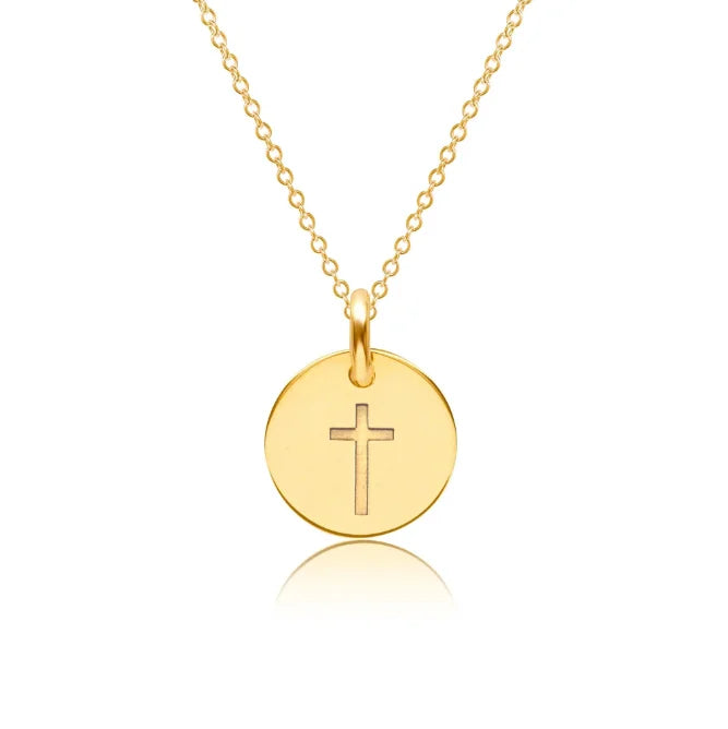 Inspire Jewelry New Customized Stainless Steel Engraving Cross Pendant Necklace Custom Disc Charm Anniversary Jewelry for Unisex
