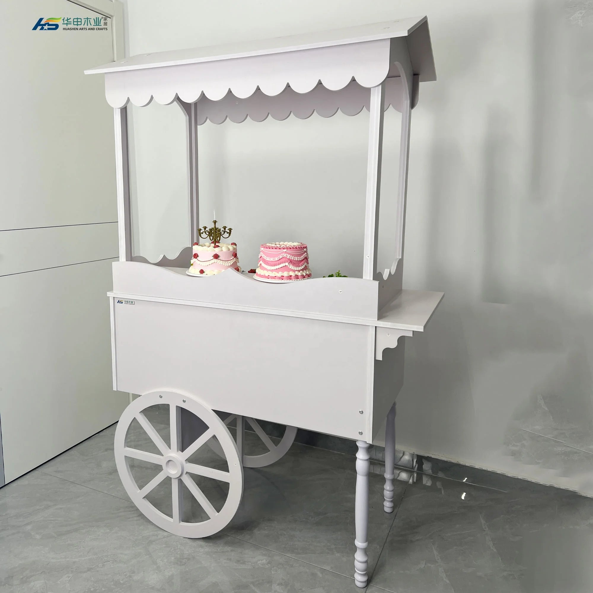 Factory Wholesale Wedding Candy Cart Decorative Display Stand PVC and Wooden Party Birthday Event Prop for Reception Decor