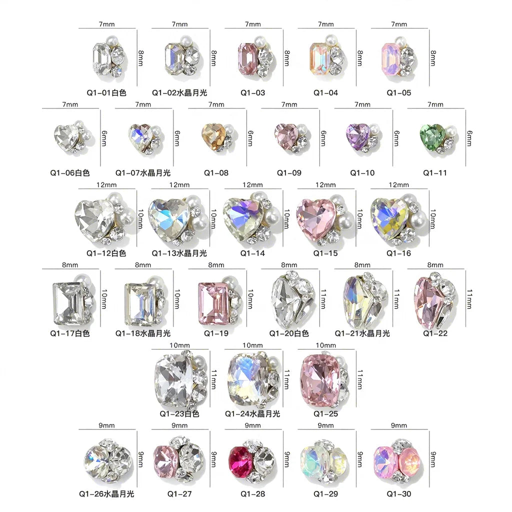 Super Flash Axe-Shaped 3D Nail Art Decoration DIY Jewelry Crooked Center Drill Rectangular Drill Wearing Armor-Made Rhinestones