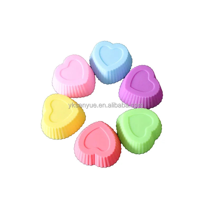 Non-stick Silicone Cupcake Mold  5cm Heart Shape Silicone Mini Muffin Mold Silicone Baking Mold for DIY