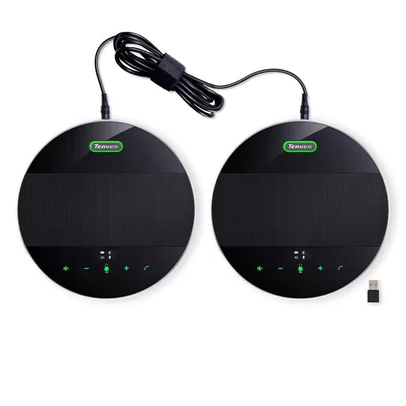 Portable Conference Speakerphone TEVO-M5B-EX USB//Wireless/3.5mm Jacks Noise Reduction 2 Cascade Daisy Chain Microphone