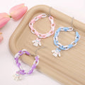 Trend Anime Cute Rabbit Couple Bracelet Summer Pink Blue Chain Link Bracelet Creative Sister Bow BFF Bracelet Acrylic Bangle