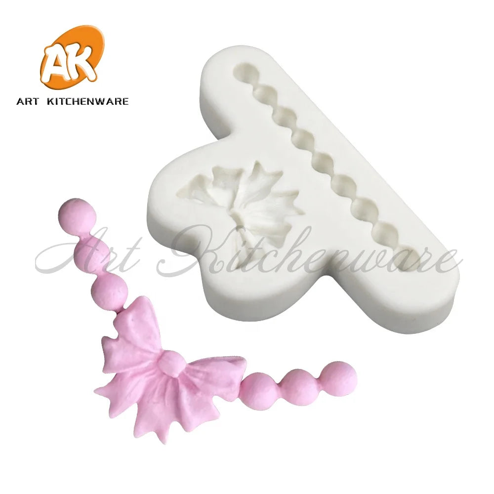 AK Bow Necklace Custom Fondant Cake Silicone Mold for Decorating Resin Clay Silicone Chocolate Molds Silicon Pastry Baking Tools