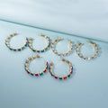 Statement Gold Plated Rainbow Glass Drop Earrings Rhinestone Crystal Square Hoop Earrings for Women
