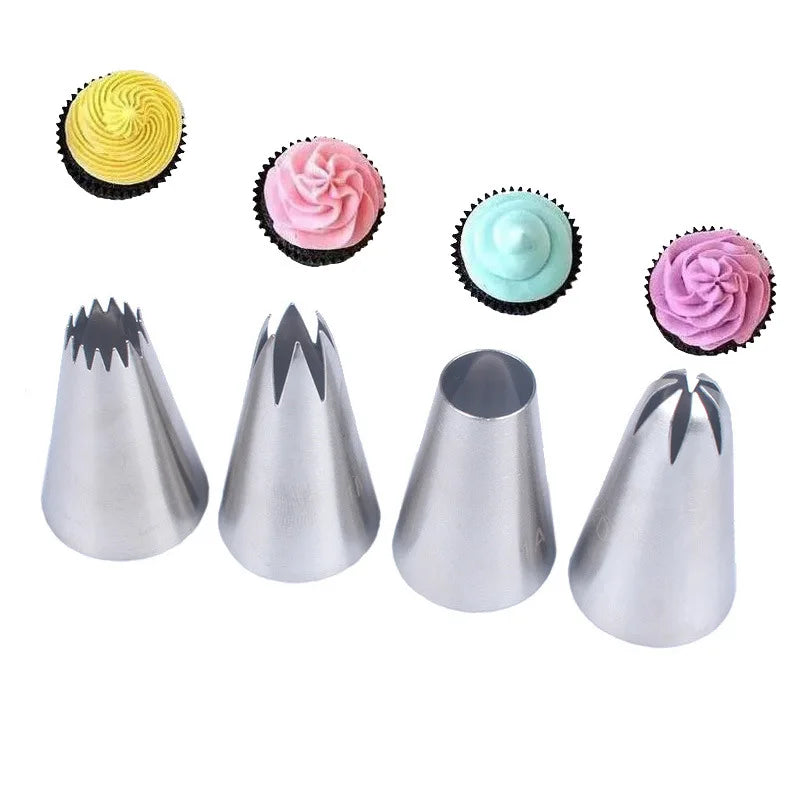 Wholesale 4PCS Russian Piping Tips Cake Kit Cupcake Icing Tips Baking Flower Nozzles for Cake  Decorating Supplies