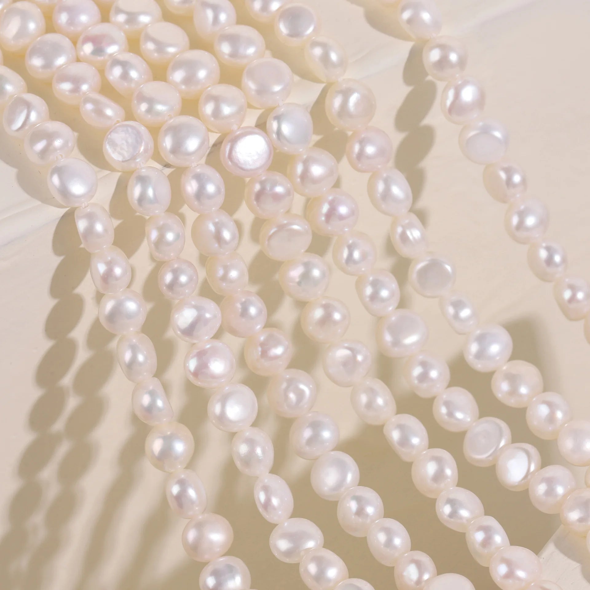 5-6mm 6-7mm Loose Baroque Pearl Strand Necklace Irregular White Pearl Beads for Jewelry Making Bracelet Earrings