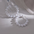 Personality Simple Big White Fresh Water Pearl Drop Earrings Faux Baroque Pearl Hoop Earrings Women Accessory