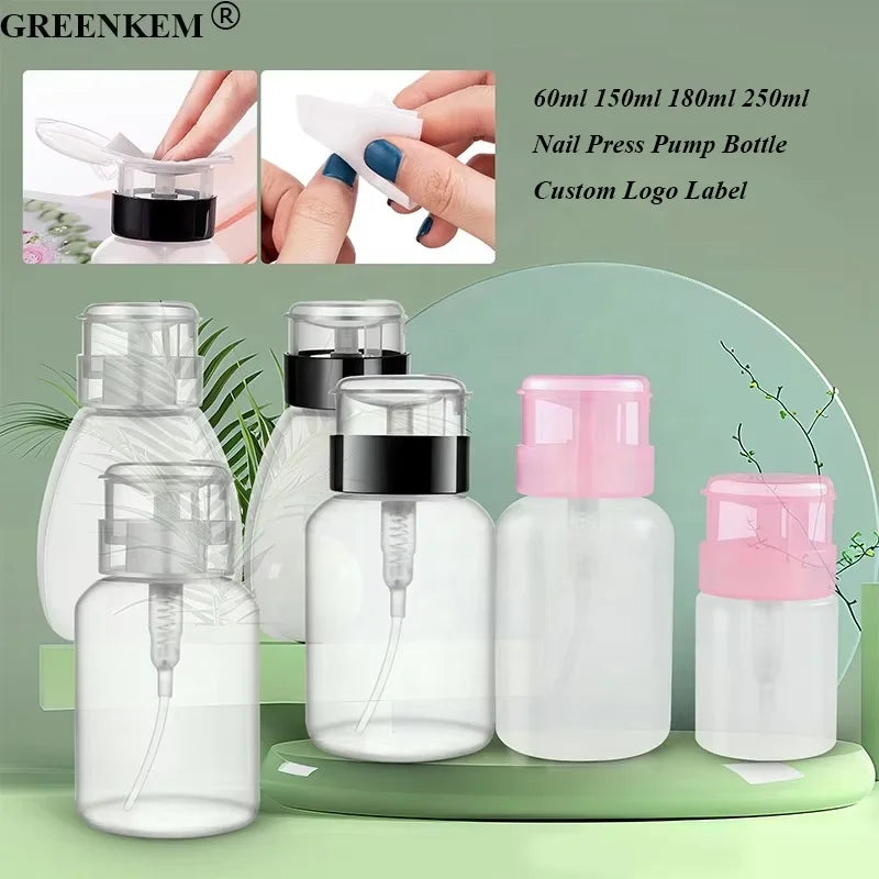 Nail Press Bottle Large Capacity Spiral Belt Lock Does Not Leak Empty Remover Makeup Dis-infectant Nail Press Pump Bottle