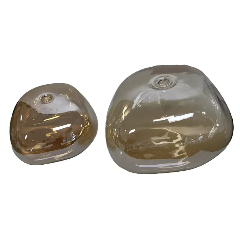 Handmade Unique Coastal Design Indoor Lighting Lamp Cover Irregular Shaped Stone Glass