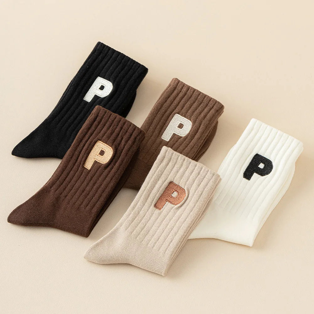 Wholesale Custom Logo Embroidery P Men's Medium Boneless Cotton Ins Style Manufacturer's Crew Socks Big C Men Socks
