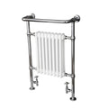 Large Traditional Rail Towel Radiator Valve 952x659mm Chrome Mild Steel Bathroom Heater Installation