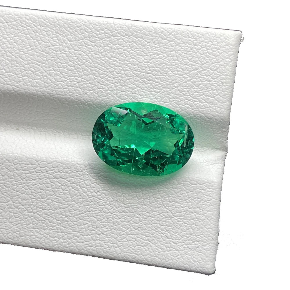 Oval Cut Inclusion Lab Created Hydrothermal Columbia Green Emerald Loose Gemstones