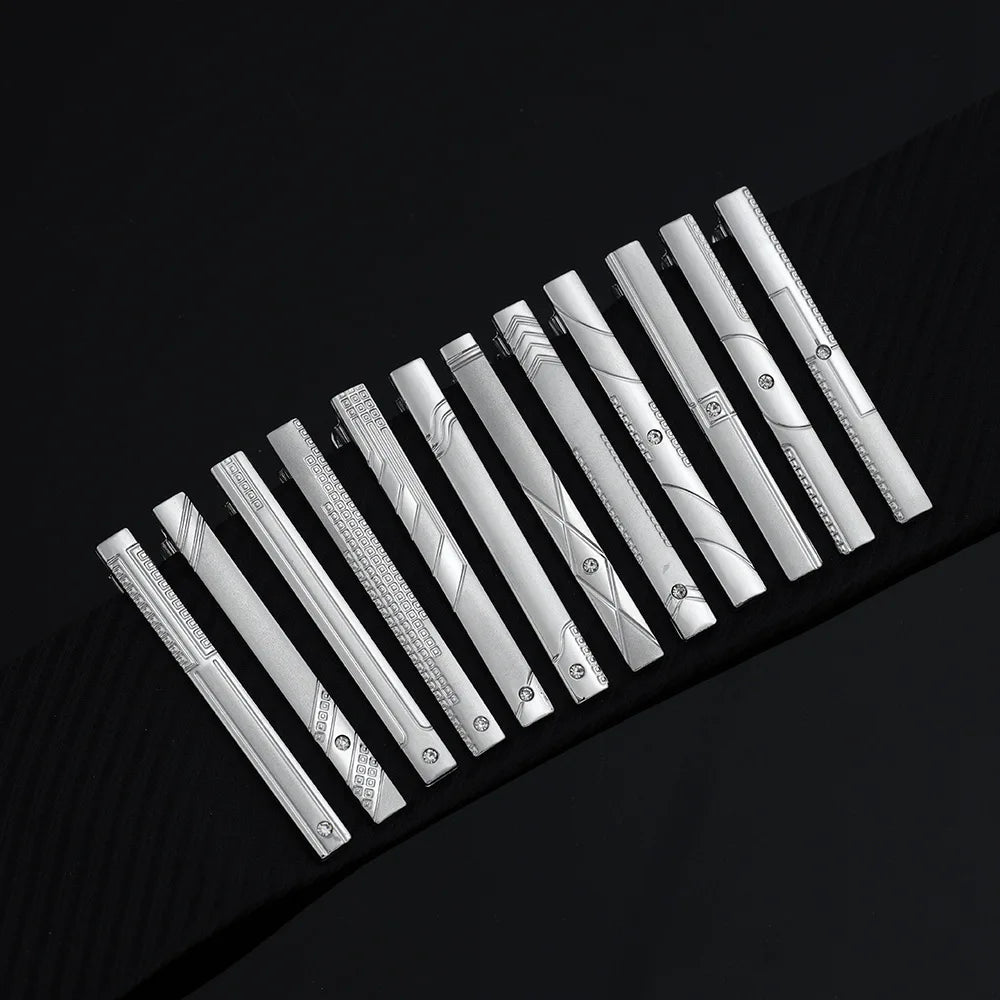 New Frosted Man Silver Tie Clips  Bars Tie Pins Metal Alloy Custom Clip on Tie for Men Business