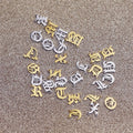 S1173 Double Bail Loops Mini 18k Gold Plated Stainless Steel Gothic Old English Alphabet Initial Letter Charm Pendant
