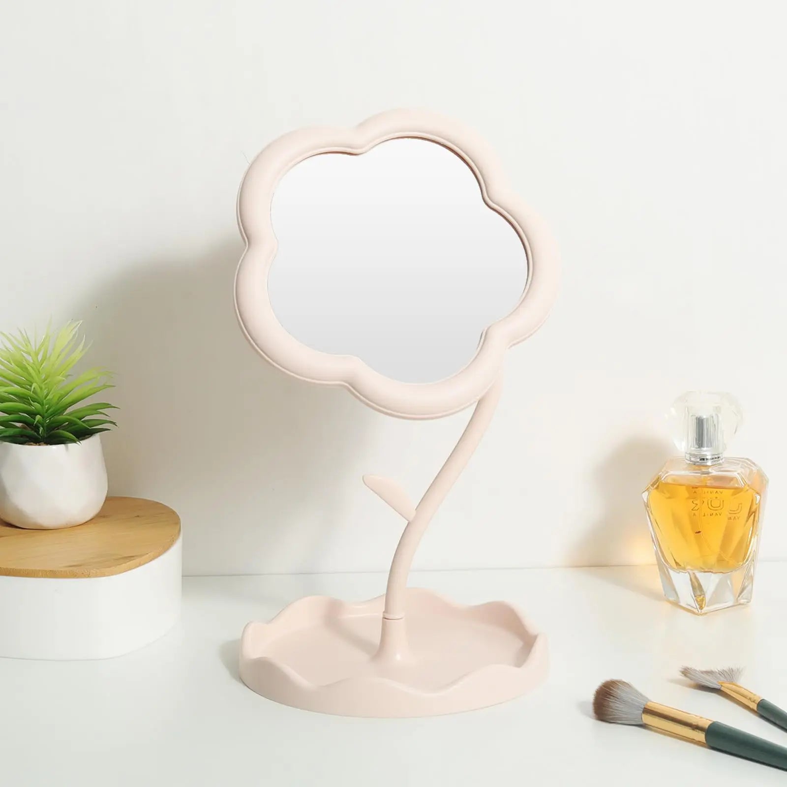 Portable Plastic Desktop Mirror with Rotatable Removable Storage Design Small Size Dormitory Use Table Cosmetic Makeup Mirror