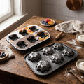 Non-stick Carbon Steel 6 Cup Flower Shaped Bakeware Cupcake Mold Pan and Muffin Cake Mold Baking Pan Tools Set