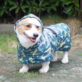 Welsh Corgi Hooded Pet Rain Slicker Waterproof Dog Rain Jacket with Clear Visor Portable Rain Cape with Back Leash Opening
