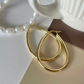 Melynn Glossy Statement Earrings extra Large Earrings Fine Jewelry 925 Sterling Silver 18k Gold Plated Oversized Earrings