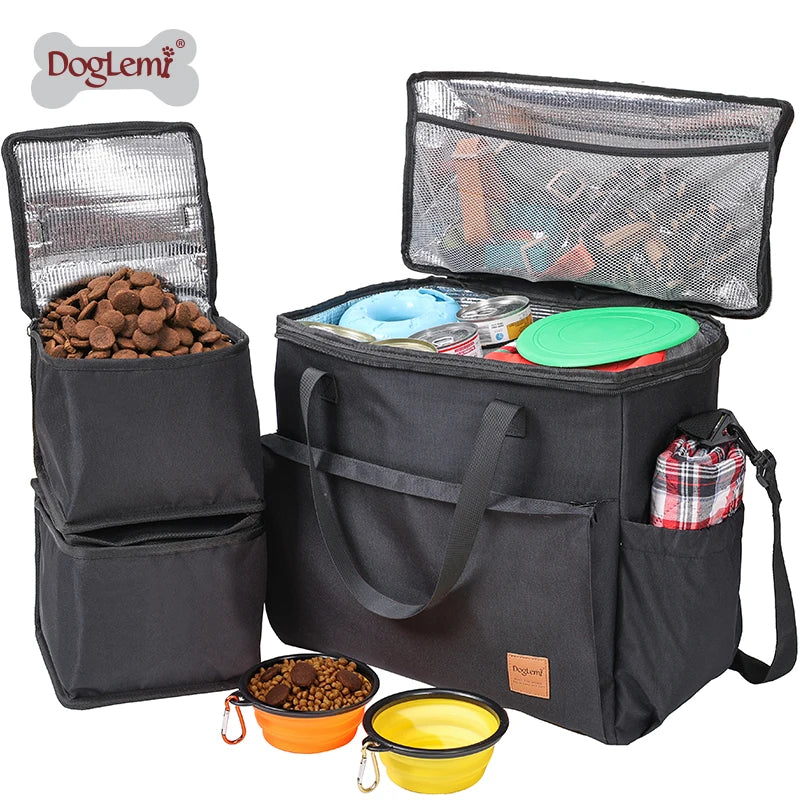 Large Capacity Dog Travel Carrier Modern Style Zipper Airline Approved Storage Food Bags Outdoor Pet Supplies Accessory Kit