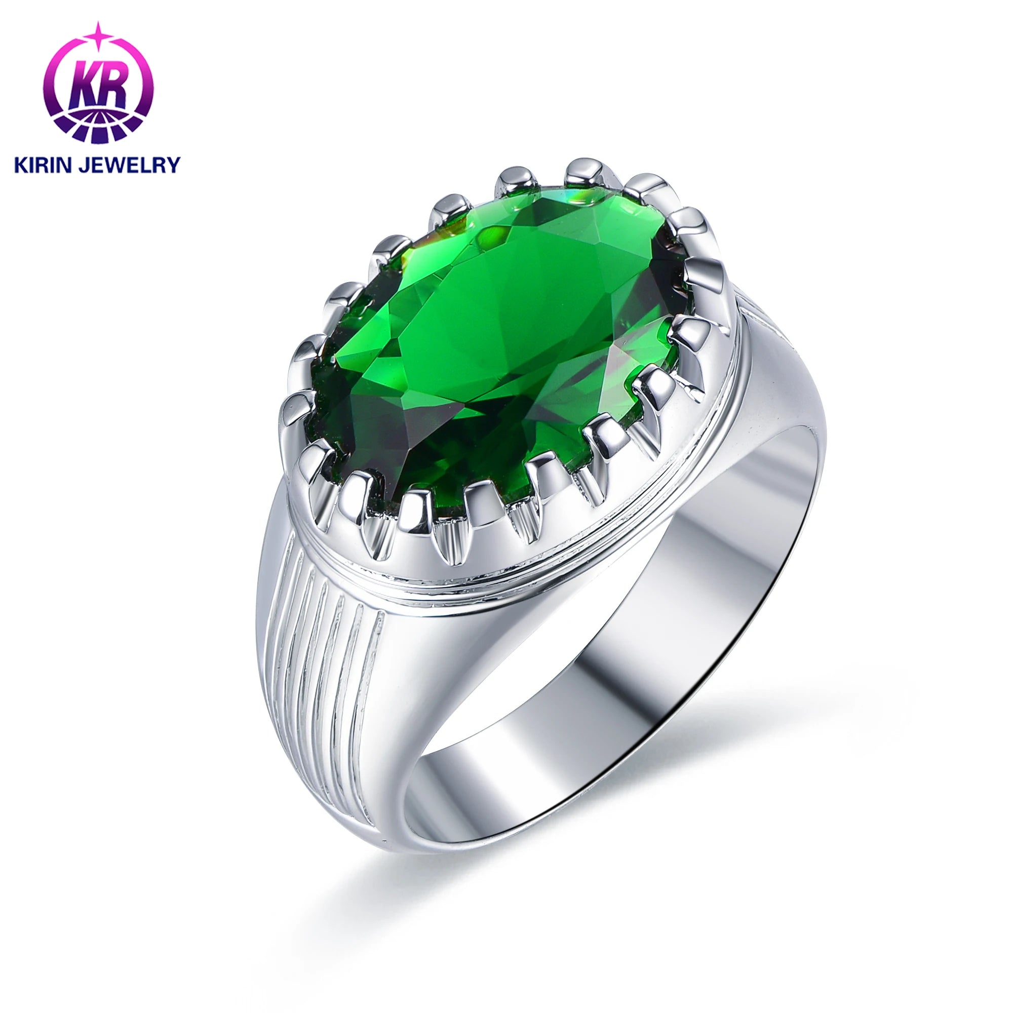 Wholesale Men's Rings Rings 925 Jewelry Natural Matching Green Fashionable Zircon 925 Sterling Silver Jewelry