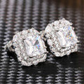 CAOSHI OEM Simple Style Dazzling Princess Cut White/Yellow/Red Crystal Zircon Earrings for Luxury Women Wedding CZ Stud Earrings