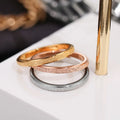 Ouj Dainty Elegant Multiple Sizes Super Thin Frosted Surface Rose Gold Plated 316L Stainless Steel Finger Rings Trendy