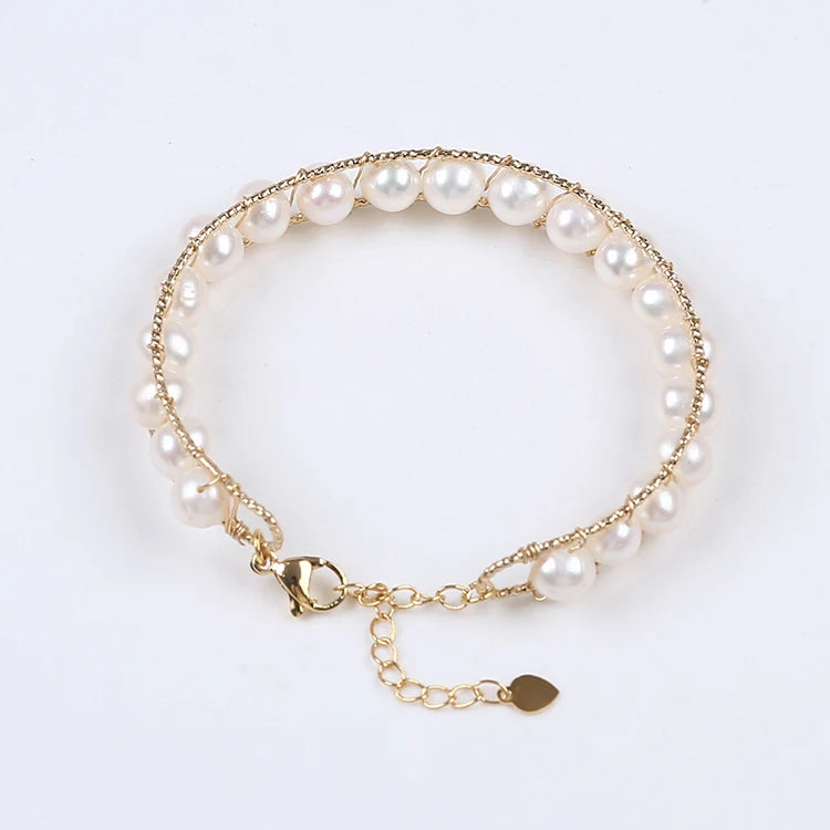 Latest Natural Freshwater Pearl Charm Bracelet Bangle for Girls and Women