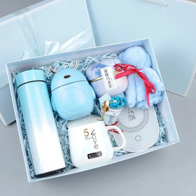 Blue Pink Luxury Insulated Paper Company Activities Graduation Season Birthday Cooling Set Fan Mug Thermos Cup Souvenir Gift