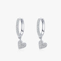 Ailmay 2021 New Arrival 925 Sterling Silver Heart Drop Earrings with Charm for Women Wedding Engagement Statement Luxury Jewelry