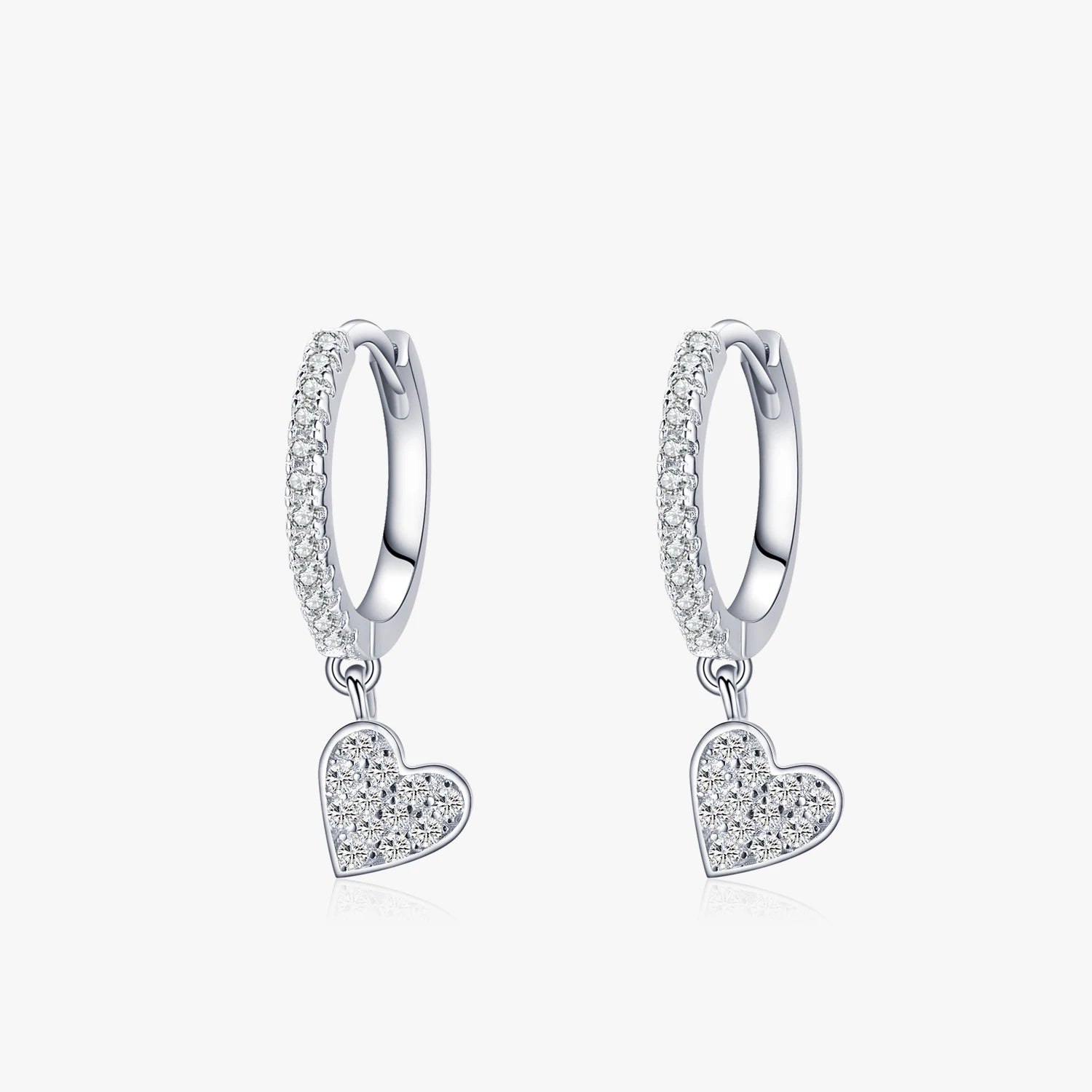 Ailmay 2021 New Arrival 925 Sterling Silver Heart Drop Earrings with Charm for Women Wedding Engagement Statement Luxury Jewelry
