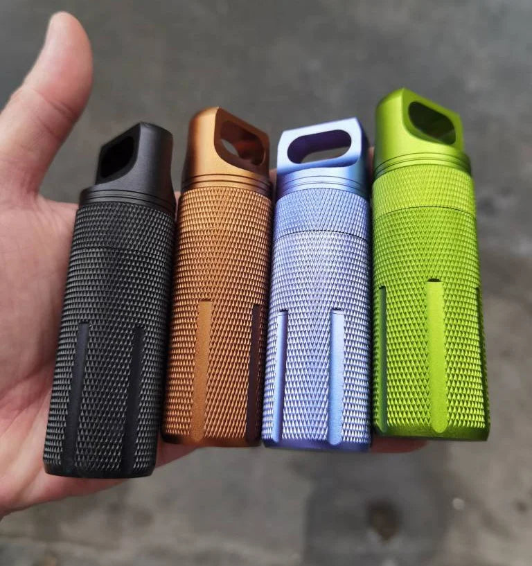 Outdoor EDC Aluminium Alloy Waterproof Capsule Seal Bottle Survival Case Container Emergency First Aid Pills Tank