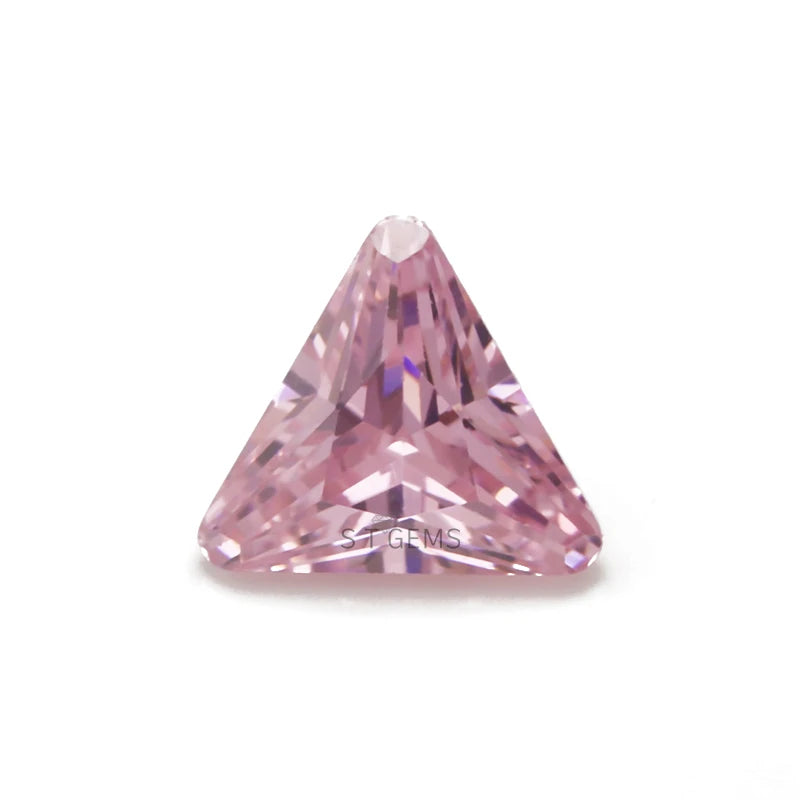 China Manufacturer Machine Cut CZ Stone Pink Triangle Cubic Zirconia Stone