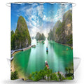 3D Forest Green Plant Mountain Spring Water Shower Curtain with Polyester Hooks Waterproof Bathroom Scenery Decorative Curtain