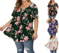 Summer O Neck Womens T-Shirt Oversized Clothes Harajuku Casual Loose Top Floral Print Funny T Shirt for Ladies Pullover Street