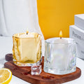 INS Hotsell Empty Candle Jar Home Decor Instock  6.5oz Amber Iridescent Candle Vessel Irregular Glass Wedding Candle Holder