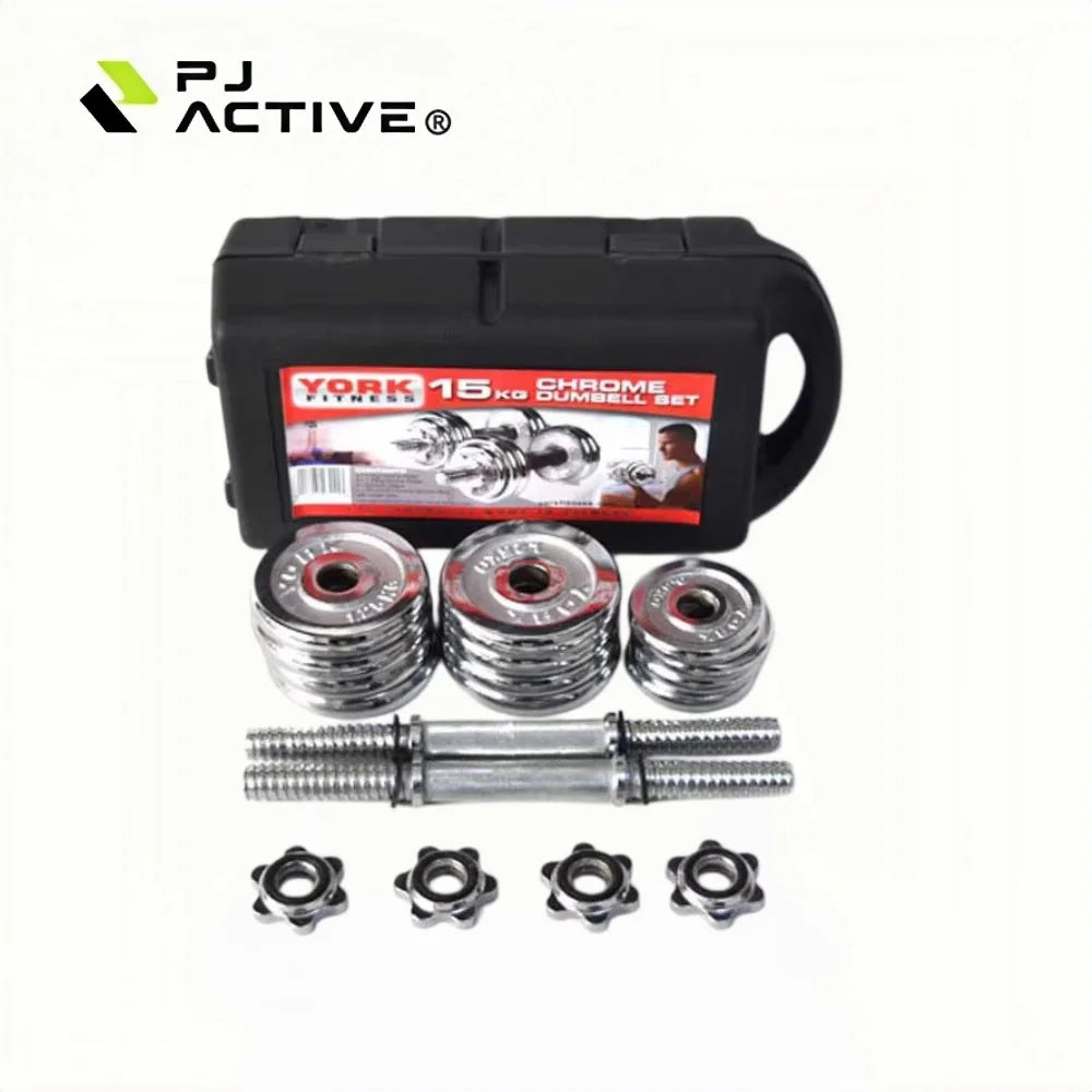 PINJIAN 30kg Cast Iron Dumbbell Set Wholesale Custom Logo Double Clip Plating Union Lever for Home Fitness Training